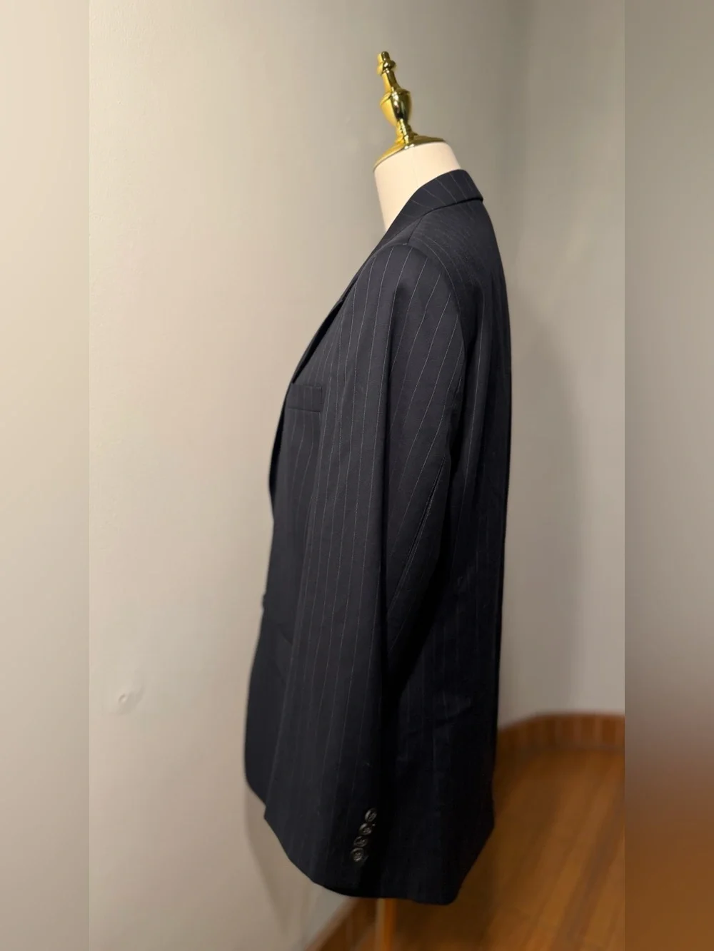 Vintage Lauren Ralph Lauren Navy Pinstripe Wool Blazer 36R Made in Canada Men